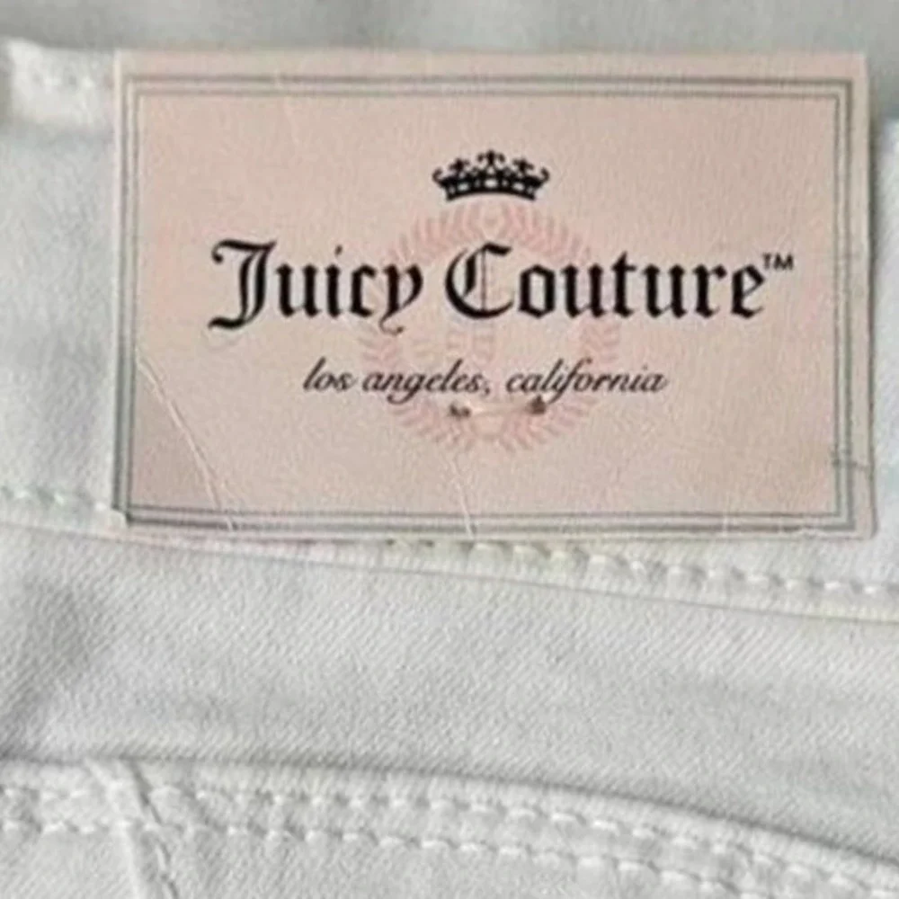 Juicy Couture Womens White Cuffed Denim Shorts‎ Size 16 Stretch Cotton Summer